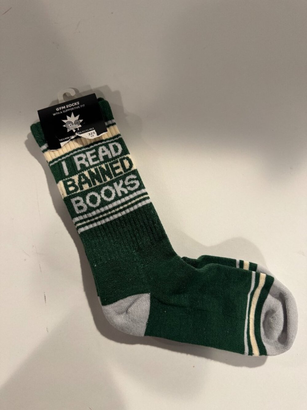 I Read Banned Books Socks by Gumball Poodle Unisex Ribbed Gym Crew Socks NWT
